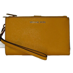 Michael Kors Leather Double Zip Wristlet Wallet